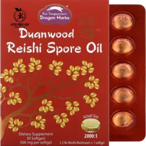 Dragon Herbs - Duanwood Reishi Spore Oil Softgel Capsules 30 Softgels 500 mg لتحسين المناعة وصحة الدماغ ومكافحة الإلتهابات