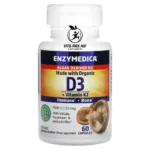 إنزيميديكا فيتامين د3 + ك2 العضويان 60 كبسولة  Enzymedica d3 + k2