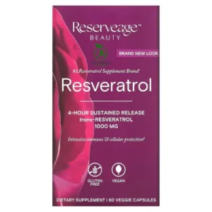 Reserveage Beauty Resveratrol1000 mg أفضل مضاد اكسدة للحفاظ على البشرة والقلب والدماغ والدورة الدموية